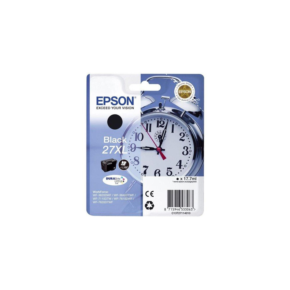 ORIGINAL Epson Cartuccia d'inchiostro nero C13T27114012 27 XL ~1100 Seiten 17,7ml XL
