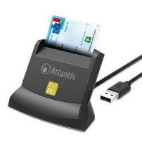 LETTORE ATLANTIS P005-SMARTCRV-U SMART CARD reader VERTICALE per CNS/CRS/TS firma dig. fascic. sanit. siti gov. USB 120cm