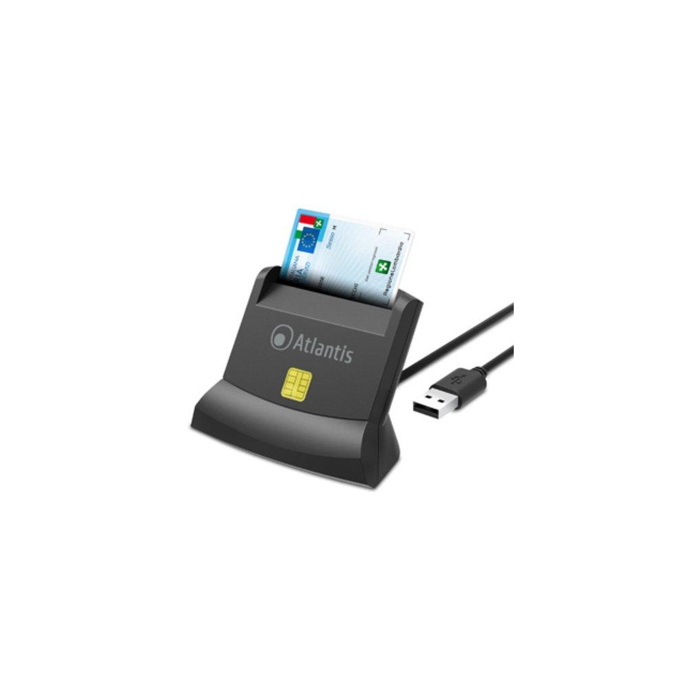 LETTORE ATLANTIS P005-SMARTCRV-U SMART CARD reader VERTICALE per CNS/CRS/TS firma dig. fascic. sanit. siti gov. USB 120cm