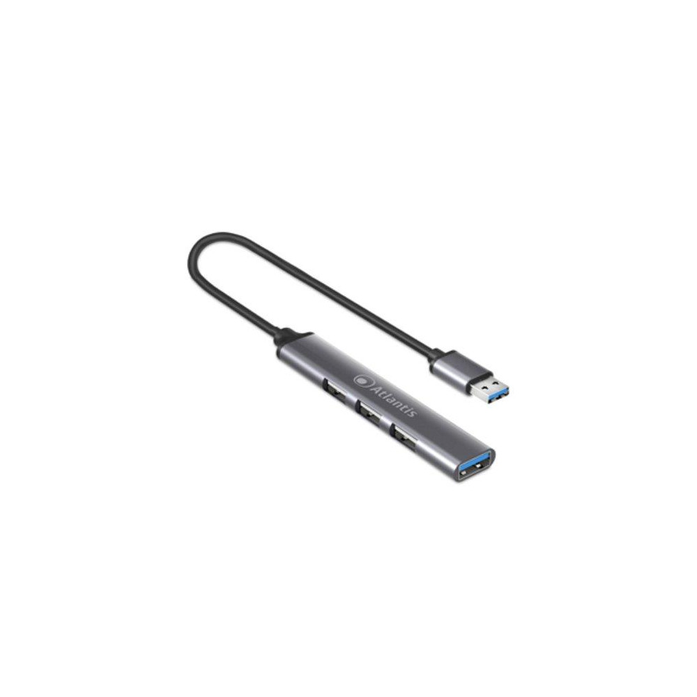 HUB ATLANTIS P014-UH313 4 porte USB 1x3.0 3x2.0 cavo finitura alluminio