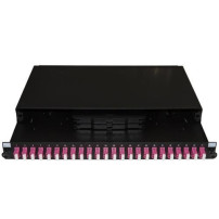 PANNELLO FIBRA OTTICA 19" CON 24 ADATTATORI LC DUPLEX OM4 PROFONDITA' 250 MM COLORE NERO LK24LC4