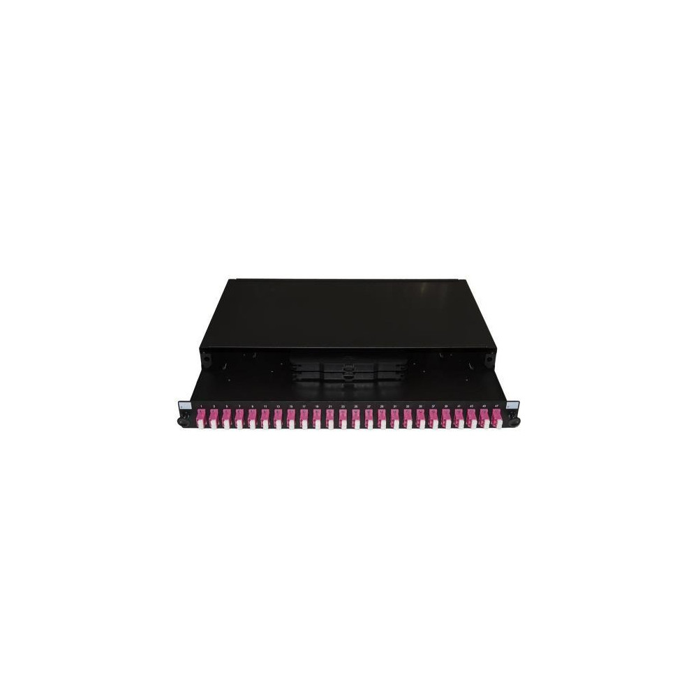 PANNELLO FIBRA OTTICA 19" CON 24 ADATTATORI LC DUPLEX OM4 PROFONDITA' 250 MM COLORE NERO LK24LC4