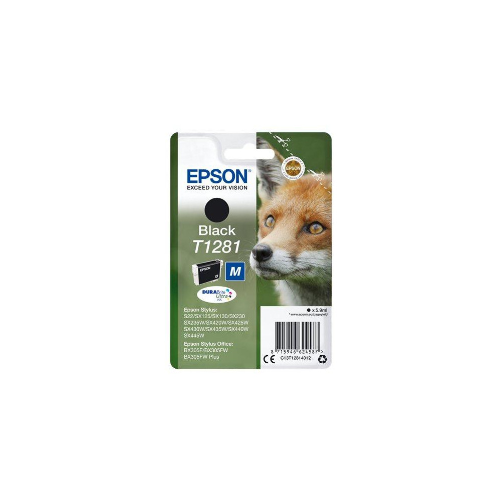 ORIGINAL Epson Cartuccia d'inchiostro nero C13T12814012 T1281 ~170 Seiten 5,9ml