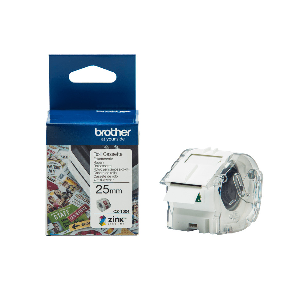 ORIGINAL Brother Etichette Bianco CZ-1004 25 mm Rotolo di etichette colorate 25 mm x 5 m, autoadesive