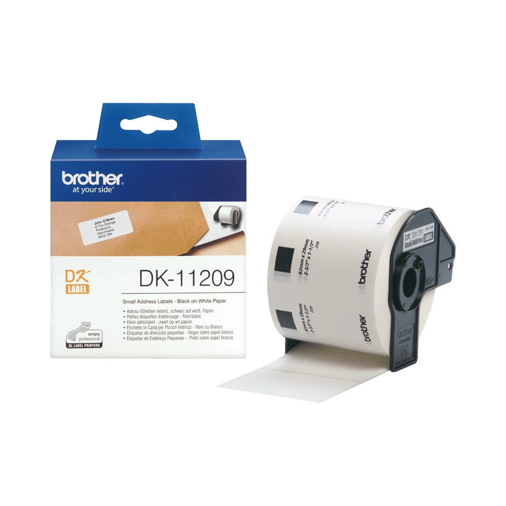 ORIGINAL Brother Etichette Nero su bianco DK-11209 etichette in carta per indirizzi, 29x62 mm bianco 800 et./ruolo