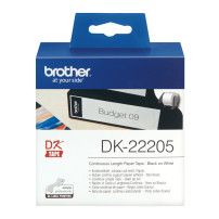 ORIGINAL Brother Etichette Nero su bianco DK-22205 etichetta a lunghezza continua, 62mm bianco 30,48m