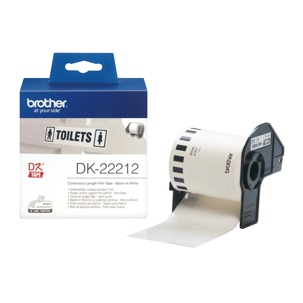 ORIGINAL Brother Etichette Nero su bianco DK-22212 etichetta a lunghezza continua, 62mm bianco 15,24m