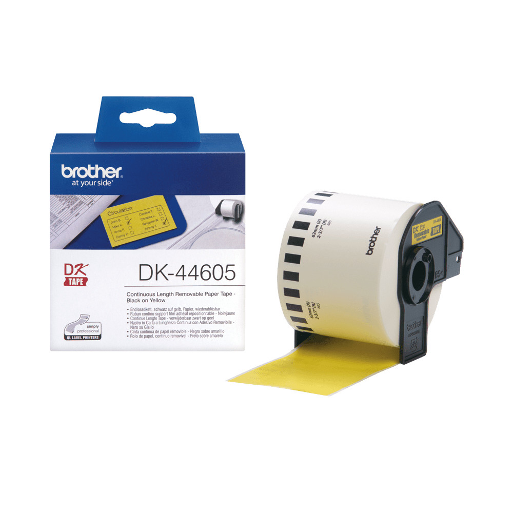 ORIGINAL Brother Etichette Nero su giallo DK-44605