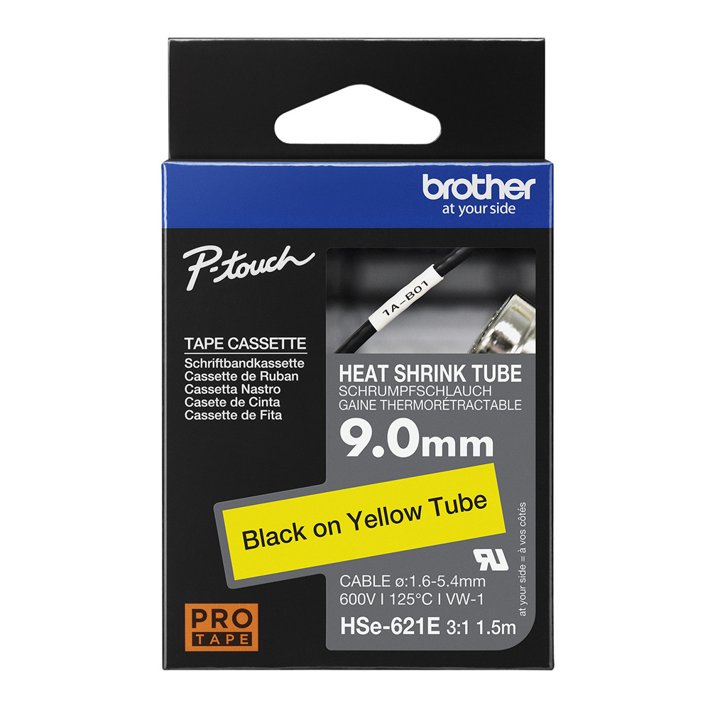 ORIGINAL Brother Nastro Nero su giallo HSe-621E