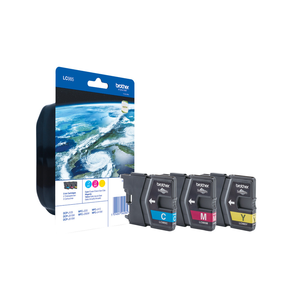 ORIGINAL Brother Multipack nero / ciano / magenta / giallo LC-985 LC985VALBPDR ~1080 Seiten 4 cartucce d'inchiostro LC-985: Bk+C