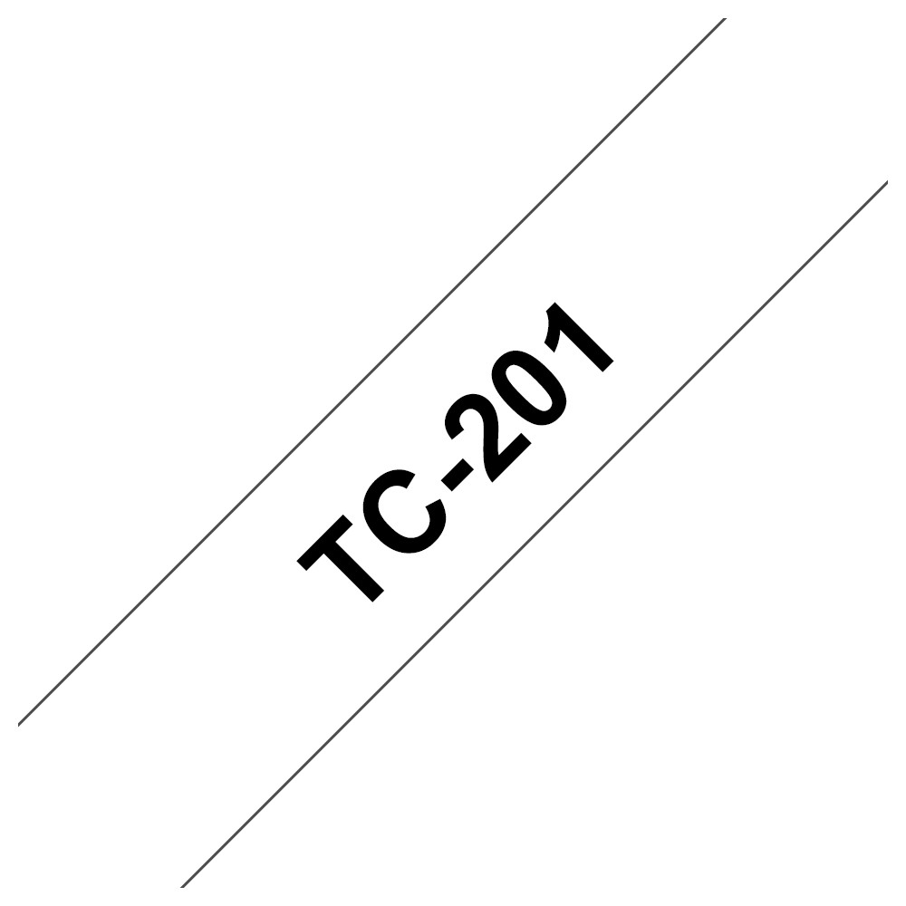 ORIGINAL Brother Nastro Nero su bianco TC-201 12 mm x 7,7 m, laminato