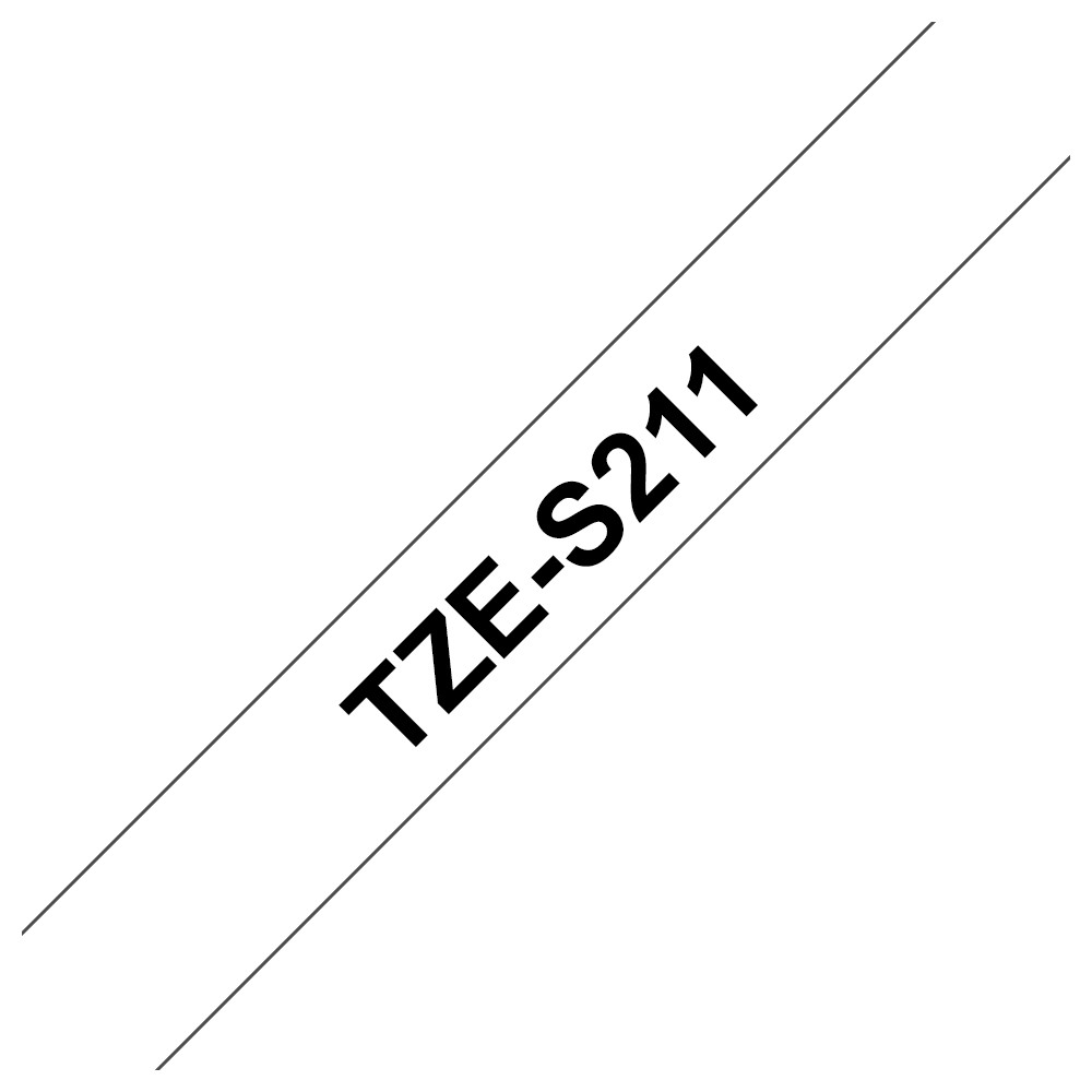 ORIGINAL Brother Nastro Nero su bianco TZe-S211 TZ-S211 6 mm x 8 m, laminato, adesivo extra forte