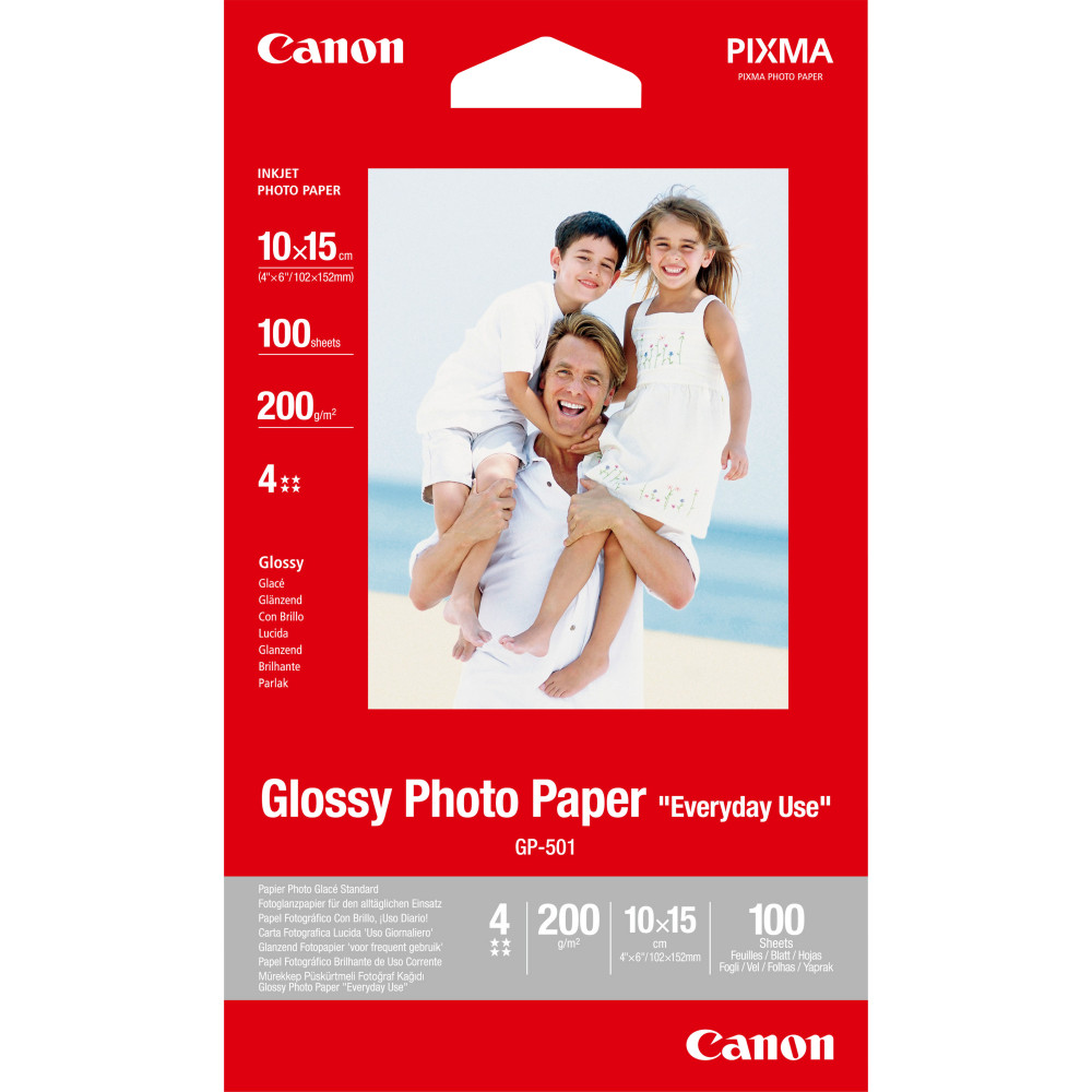 ORIGINAL Canon Carta Bianco 0775B003 GP-501 carta fotografica, 10 x 15 cm, 210 g/mÂ², 100 pagine, glossy