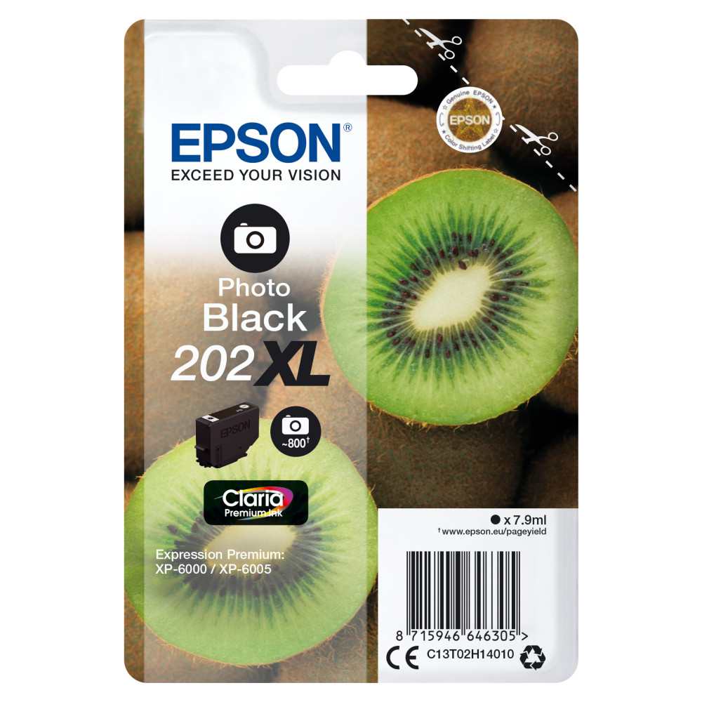 ORIGINAL Epson Cartuccia d'inchiostro Nero (Foto) C13T02H14010 202XL ~800 Seiten 7,9ml
