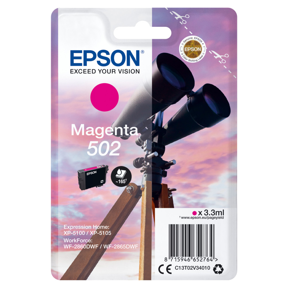 ORIGINAL Epson Cartuccia d'inchiostro magenta C13T02V34010 502 ~165 Seiten 3,3ml