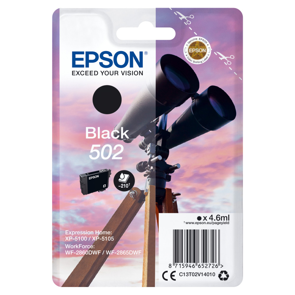 ORIGINAL Epson Cartuccia d'inchiostro nero C13T02V14010 502 ~210 Seiten 4,6ml