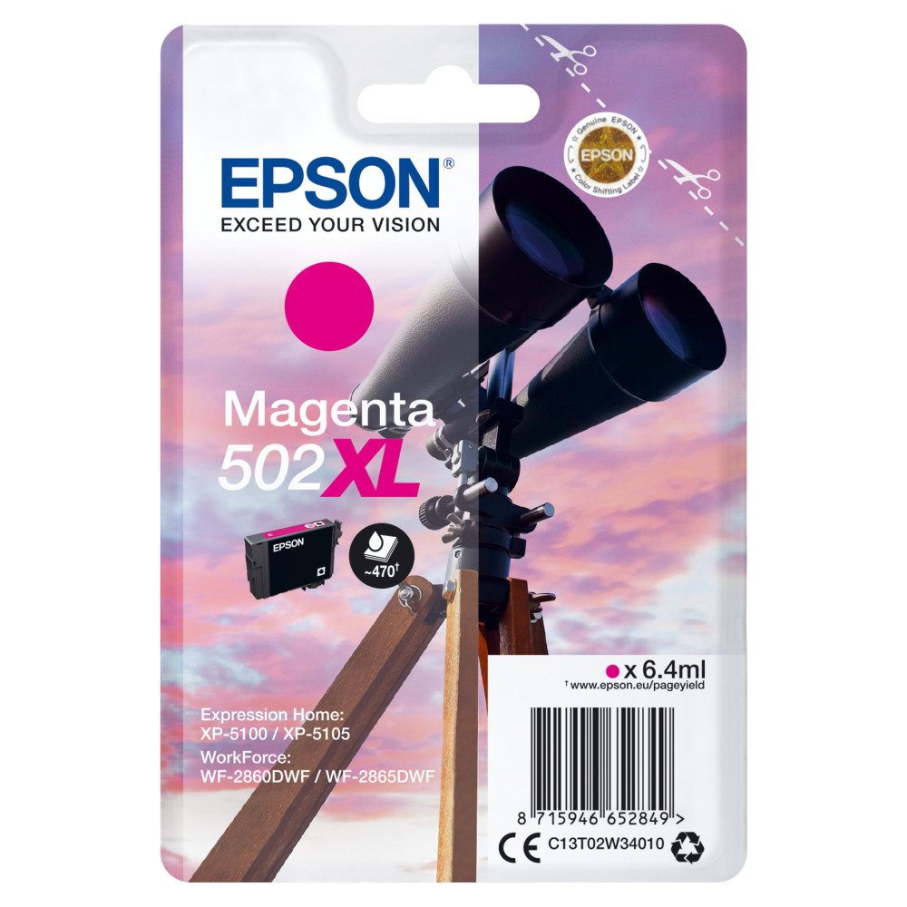 ORIGINAL Epson Cartuccia d'inchiostro magenta C13T02W34010 502XL ~470 Seiten 6,4ml