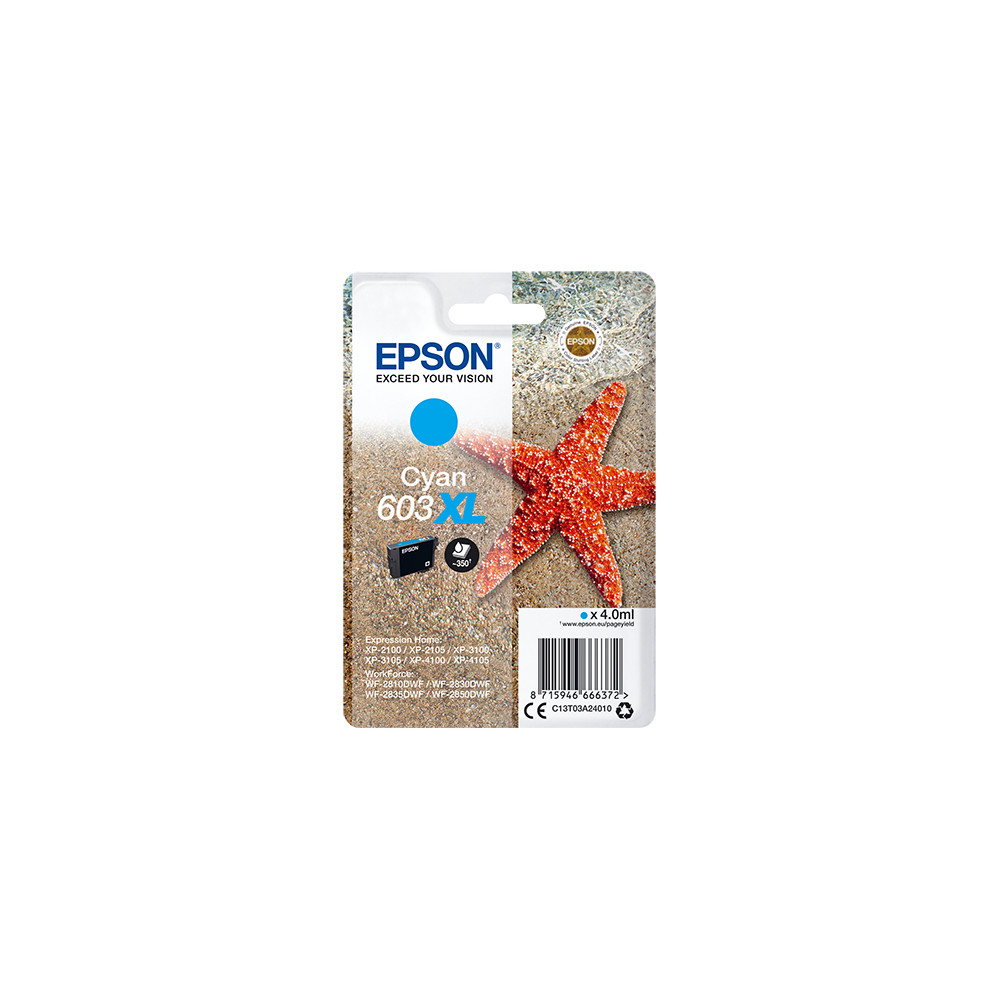 ORIGINAL Epson Cartuccia d'inchiostro ciano C13T03A24010 603XL ~350 Seiten