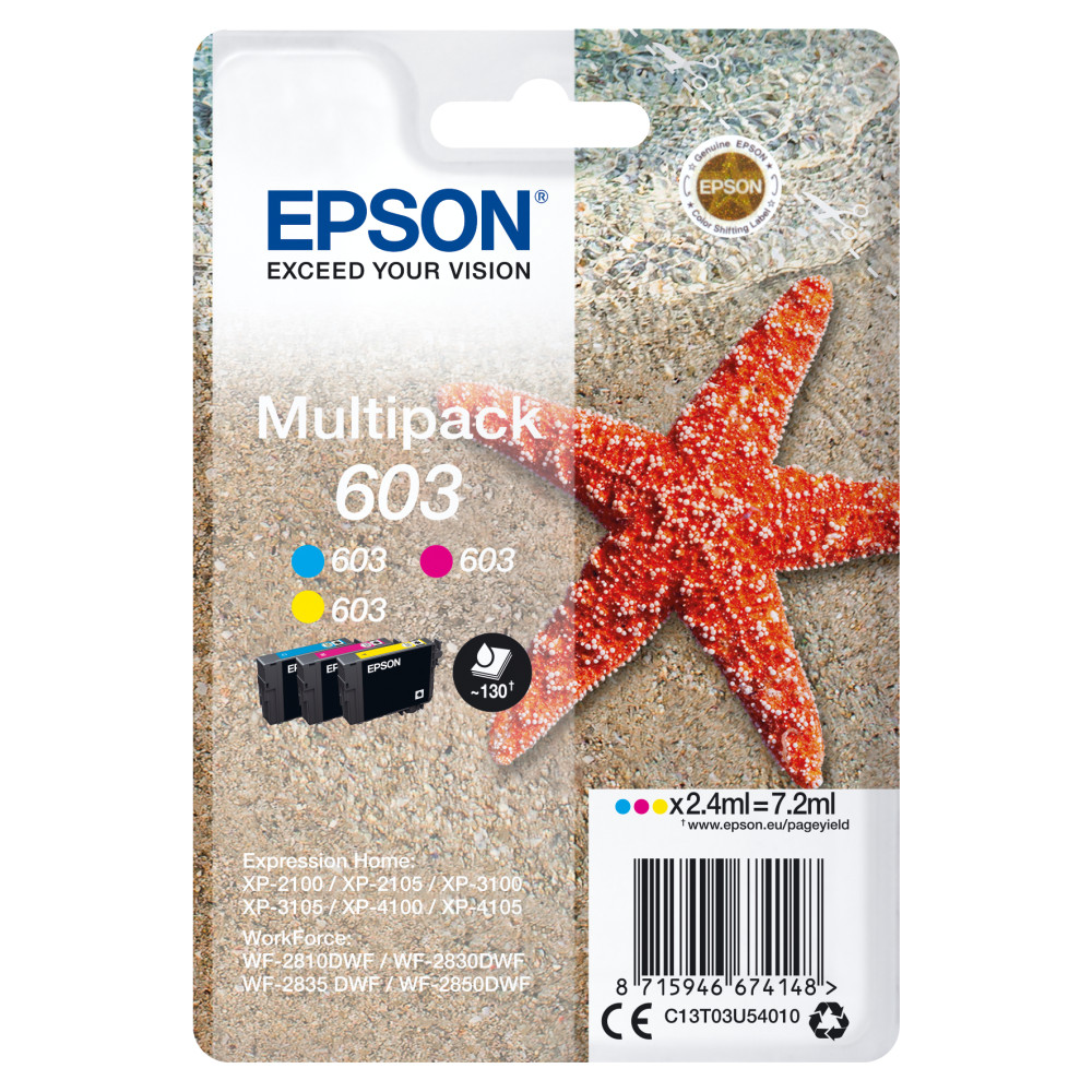 ORIGINAL Epson Multipack ciano / magenta / giallo C13T03U54010 603 ~540 Seiten