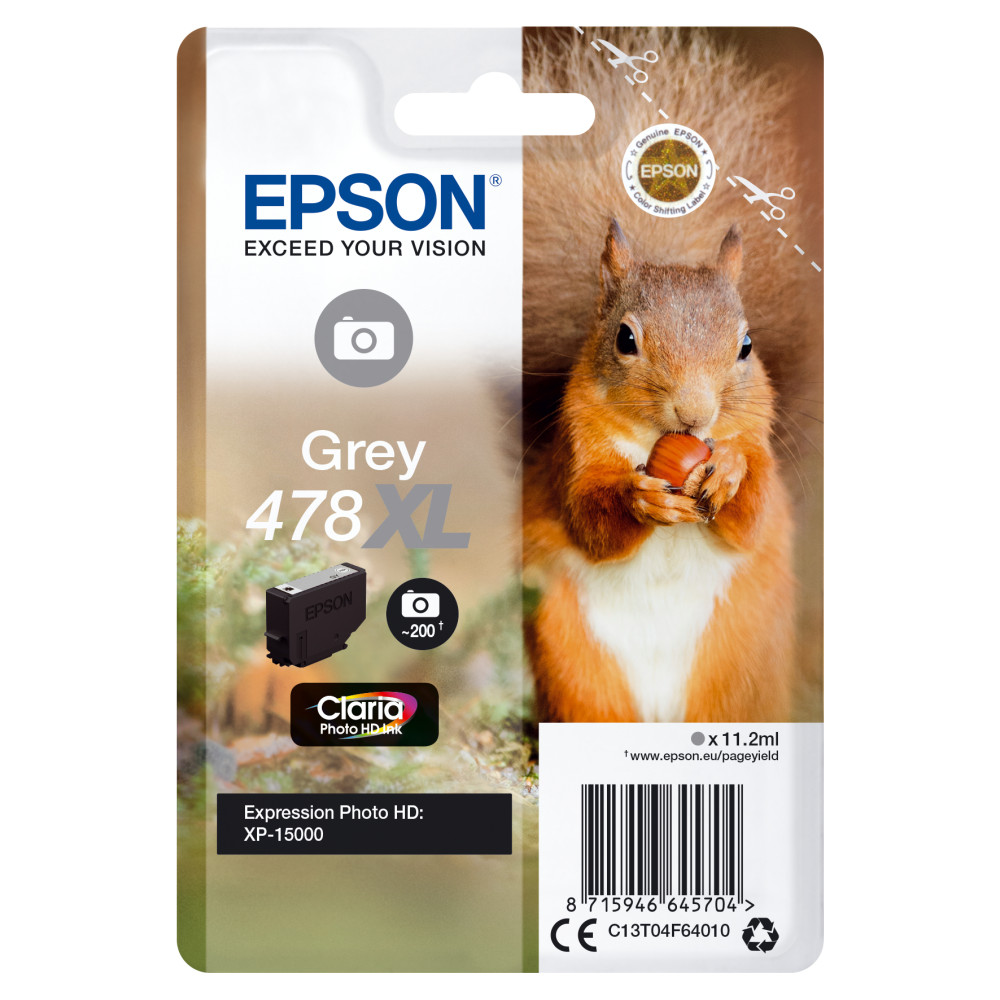 ORIGINAL Epson Cartuccia d'inchiostro Grigio C13T04F64010 478XL ~830 Seiten 11,2ml