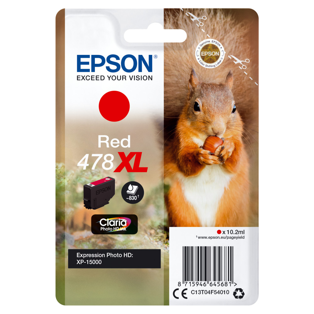 ORIGINAL Epson Cartuccia d'inchiostro Rosso C13T04F54010 478XL ~830 Seiten 10,2ml