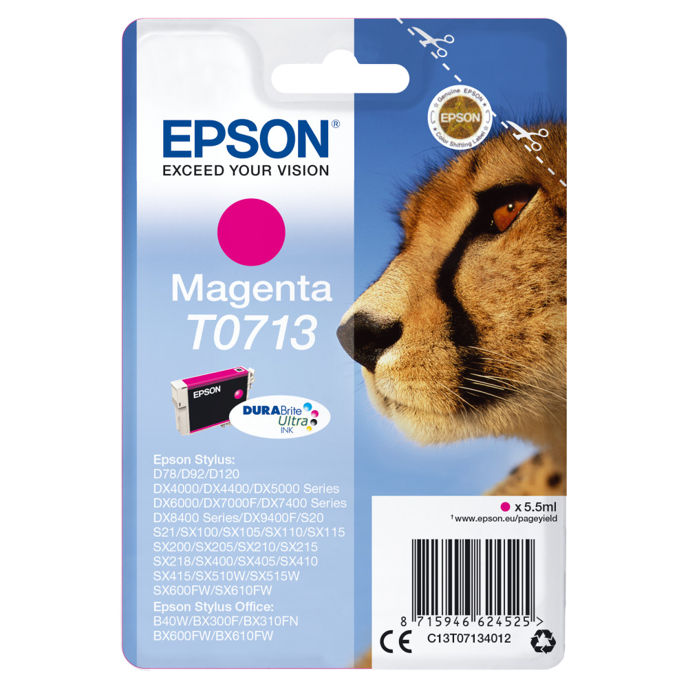 ORIGINAL Epson Cartuccia d'inchiostro magenta C13T07134012 T0713 ~250 Seiten 5,5ml