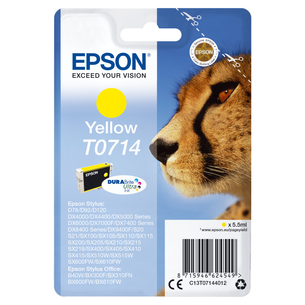 ORIGINAL Epson Cartuccia d'inchiostro giallo C13T07144012 T0714 ~415 Seiten 5,5ml