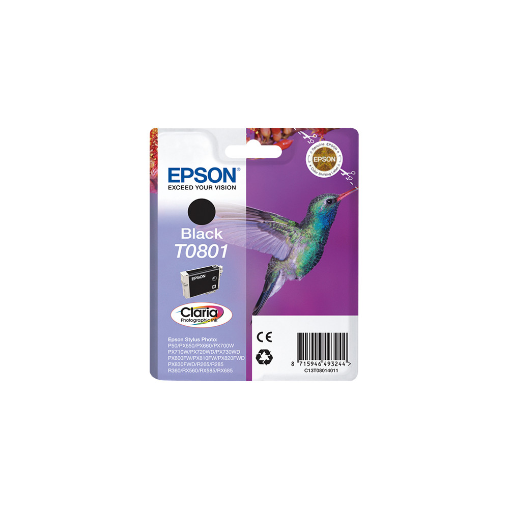 ORIGINAL Epson Cartuccia d'inchiostro nero C13T08014011 T0801 ~330 Seiten 7,4ml