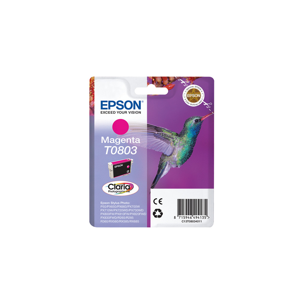 ORIGINAL Epson Cartuccia d'inchiostro magenta C13T08034011 T0803 ~460 Seiten 7,4ml