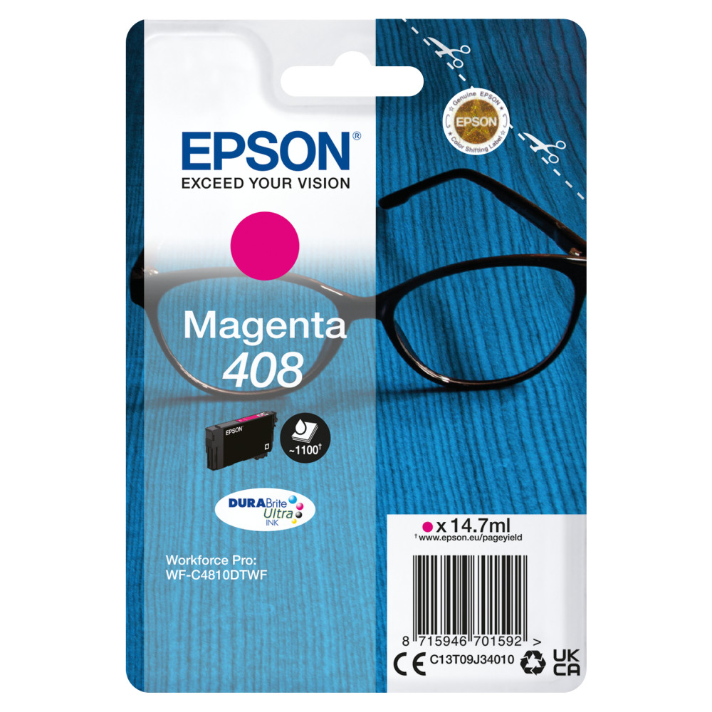 ORIGINAL Epson Cartuccia d'inchiostro magenta C13T09J34010 408 ~1100 Seiten 14,7ml