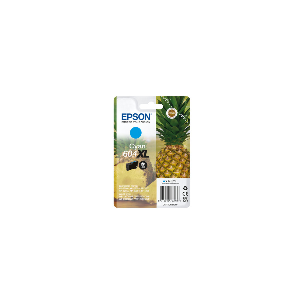 ORIGINAL Epson Cartuccia d'inchiostro ciano C13T10H24010 604 XL ~350 Seiten 4ml