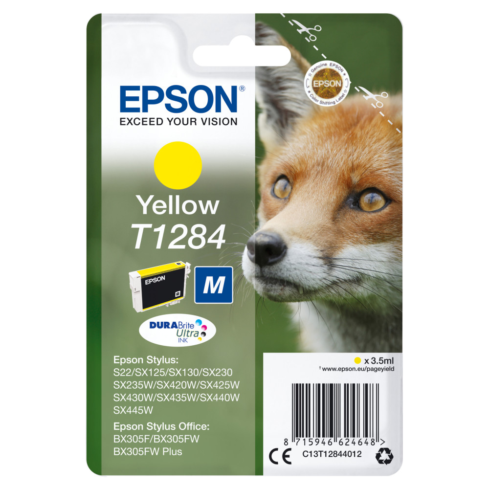 ORIGINAL Epson Cartuccia d'inchiostro giallo C13T12844012 T1284 ~225 Seiten 3,5ml