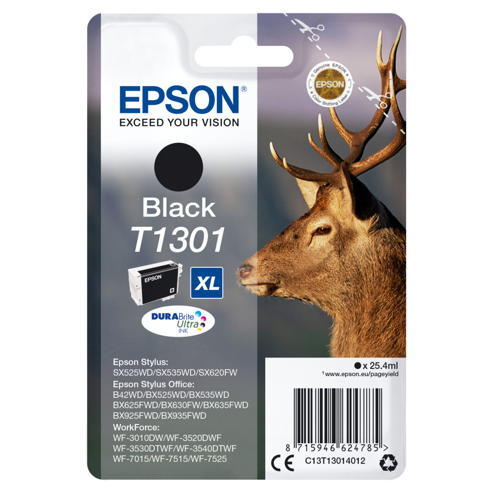 ORIGINAL Epson Cartuccia d'inchiostro nero C13T13014012 T1301 XL ~945 Seiten 25,4ml
