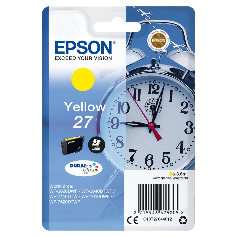 ORIGINAL Epson Cartuccia d'inchiostro giallo C13T27044012 27 ~300 Seiten 3,6ml