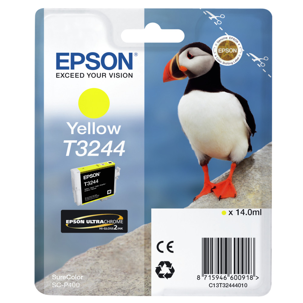ORIGINAL Epson Cartuccia d'inchiostro giallo C13T32444010 T3244 ~980 Seiten 14ml