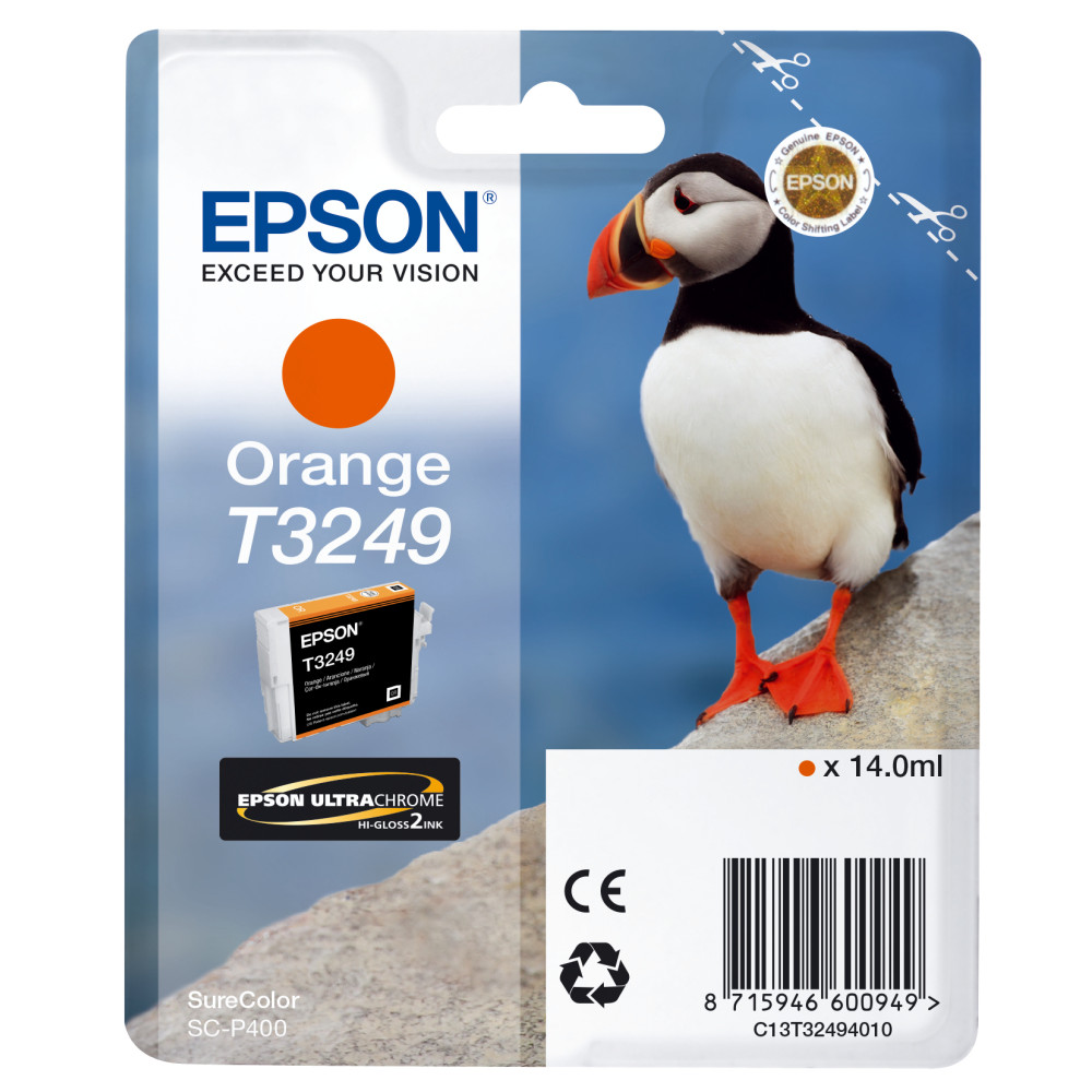 ORIGINAL Epson Cartuccia d'inchiostro Arancione C13T32494010 T3249 ~980 Seiten 14ml