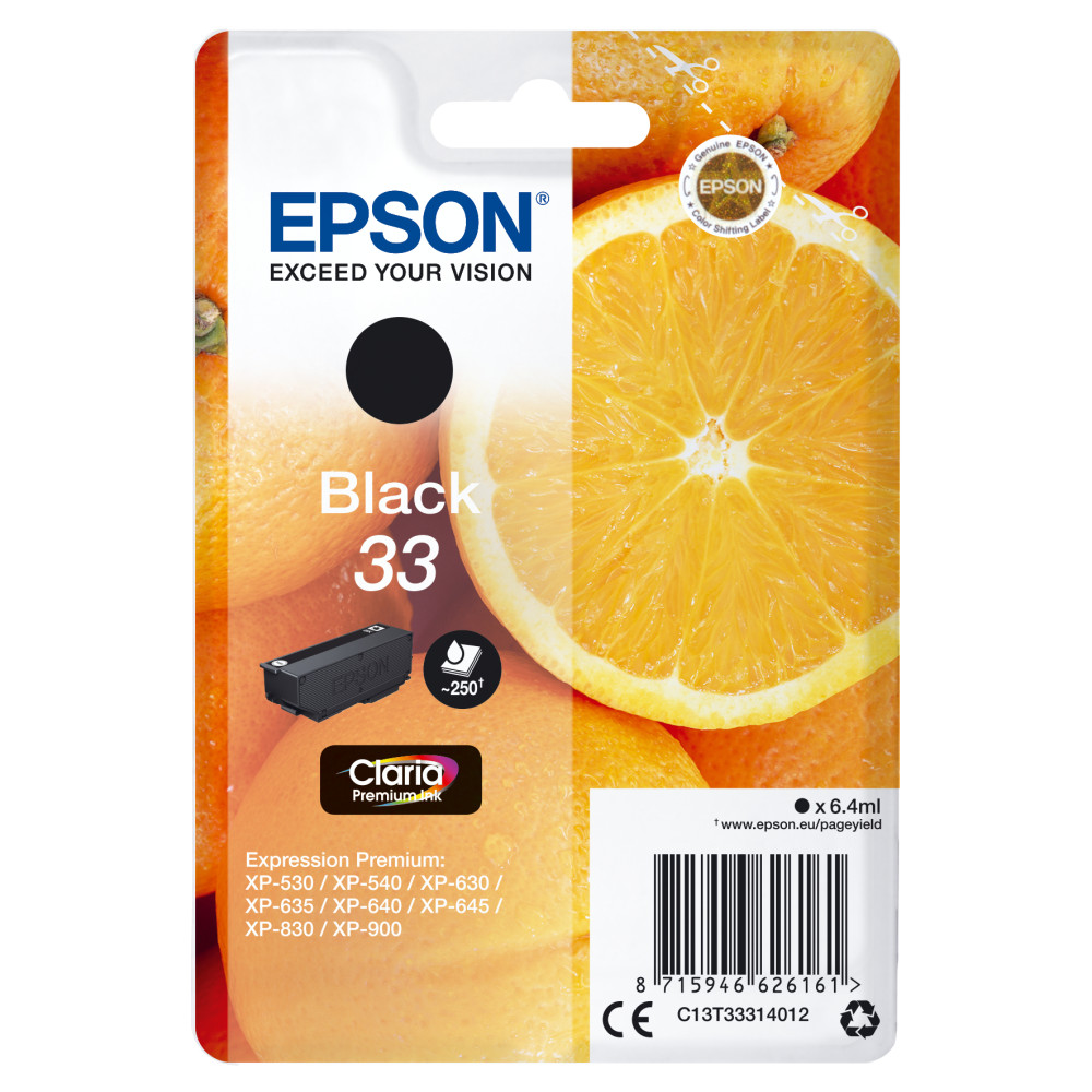 ORIGINAL Epson Cartuccia d'inchiostro nero C13T33314012 33 ~250 Seiten 6,4ml
