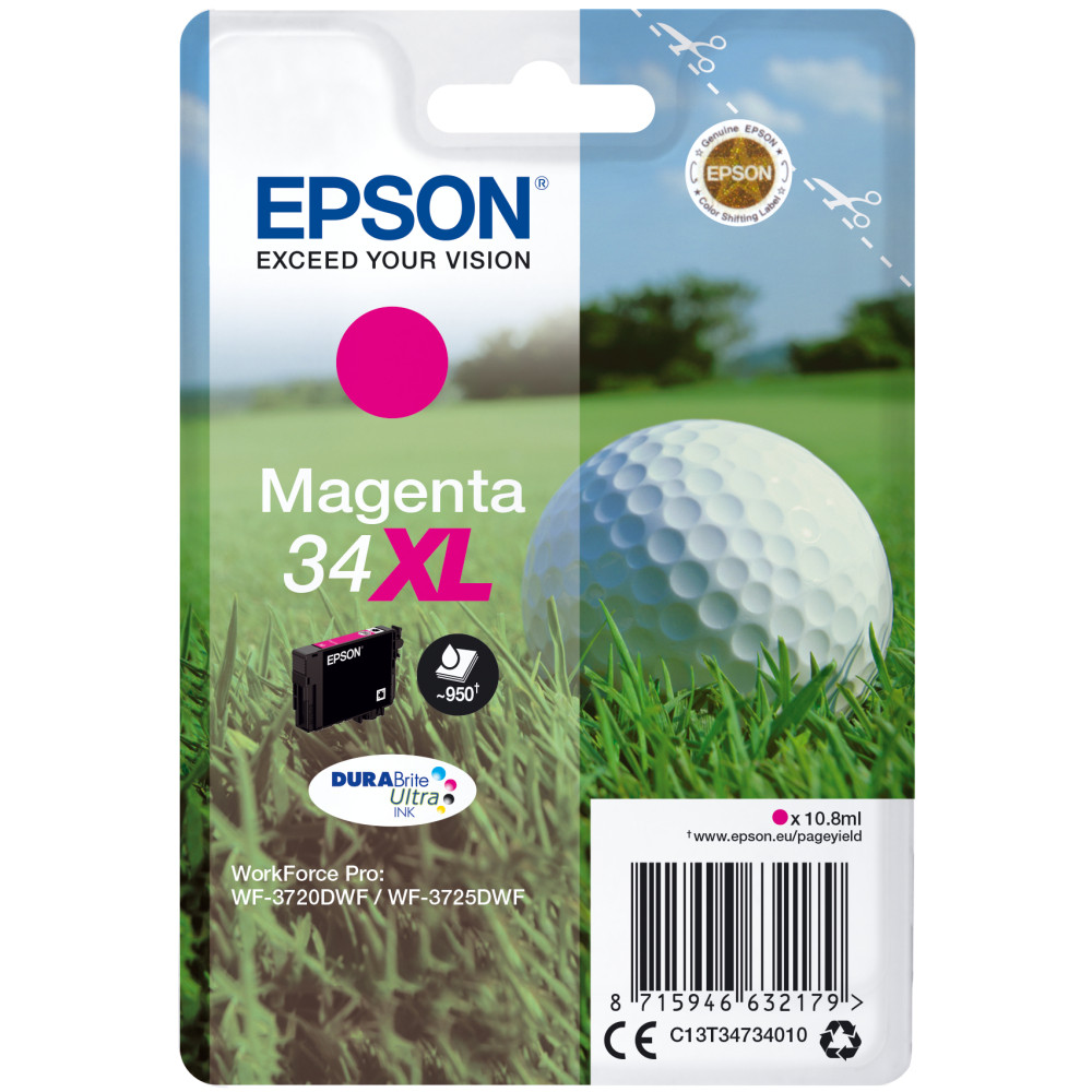 ORIGINAL Epson Cartuccia d'inchiostro magenta C13T34734010 34 XL ~950 Seiten 10,8ml