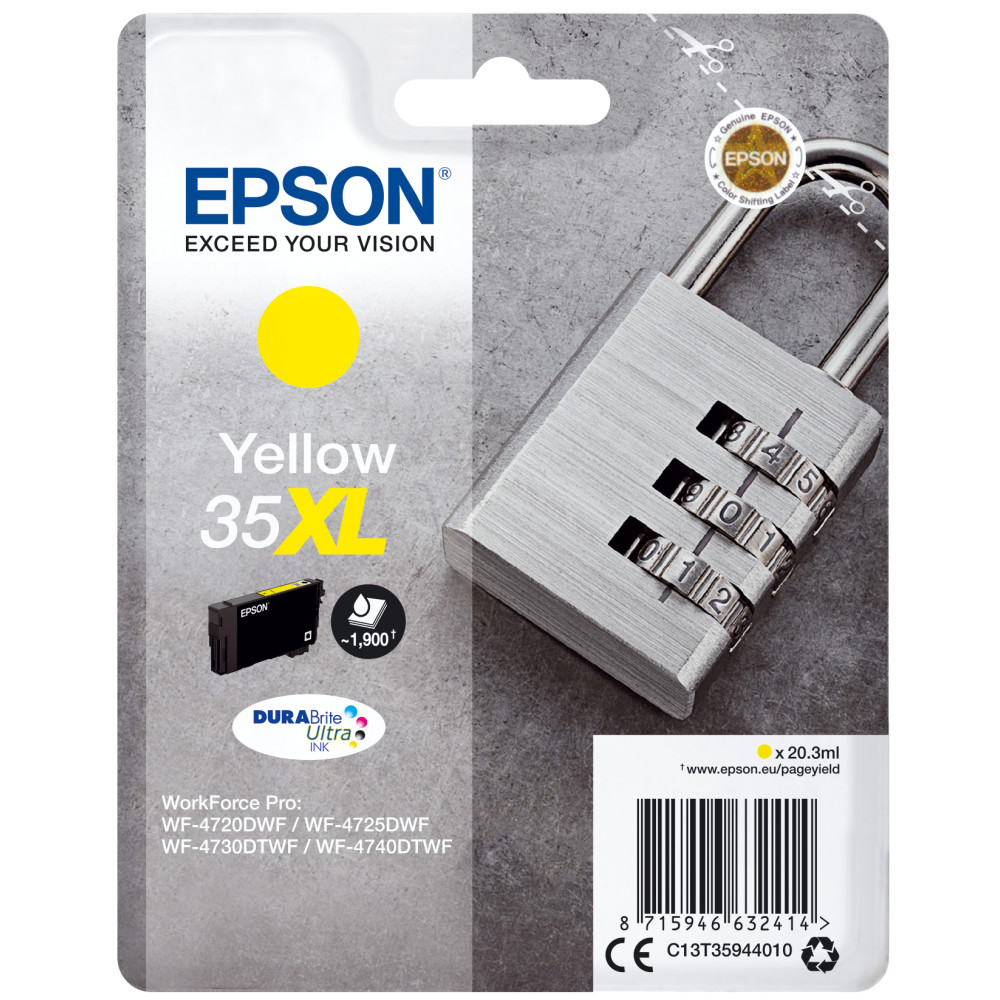 ORIGINAL Epson Cartuccia d'inchiostro giallo C13T35944010 35XL ~1900 Seiten 20,3ml