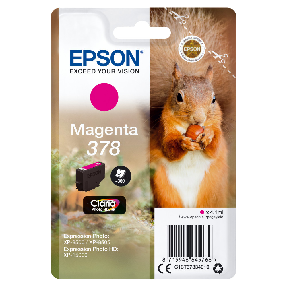 ORIGINAL Epson Cartuccia d'inchiostro magenta C13T37834010 378 ~360 Seiten 4,1ml