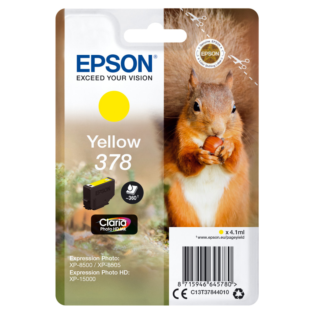 ORIGINAL Epson Cartuccia d'inchiostro giallo C13T37844010 378 ~360 Seiten 4,1ml