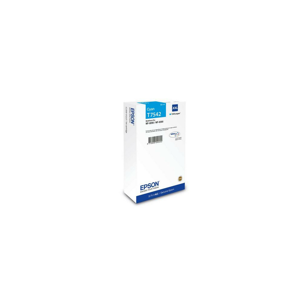 ORIGINAL Epson Cartuccia d'inchiostro ciano C13T75424N T7542 XXL ~7000 Seiten 69ml