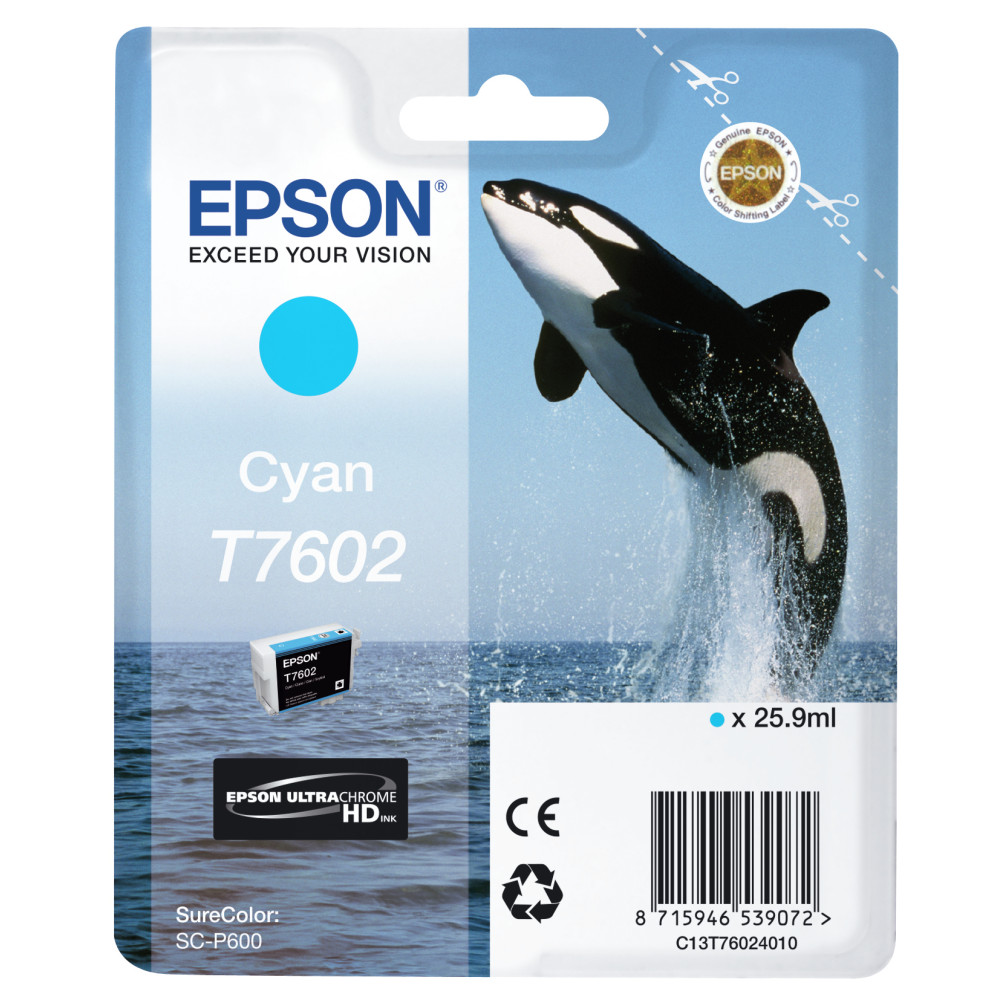 ORIGINAL Epson Cartuccia d'inchiostro ciano C13T76024010 T7602 ~2200 Seiten 25,9ml UltraChrome HD