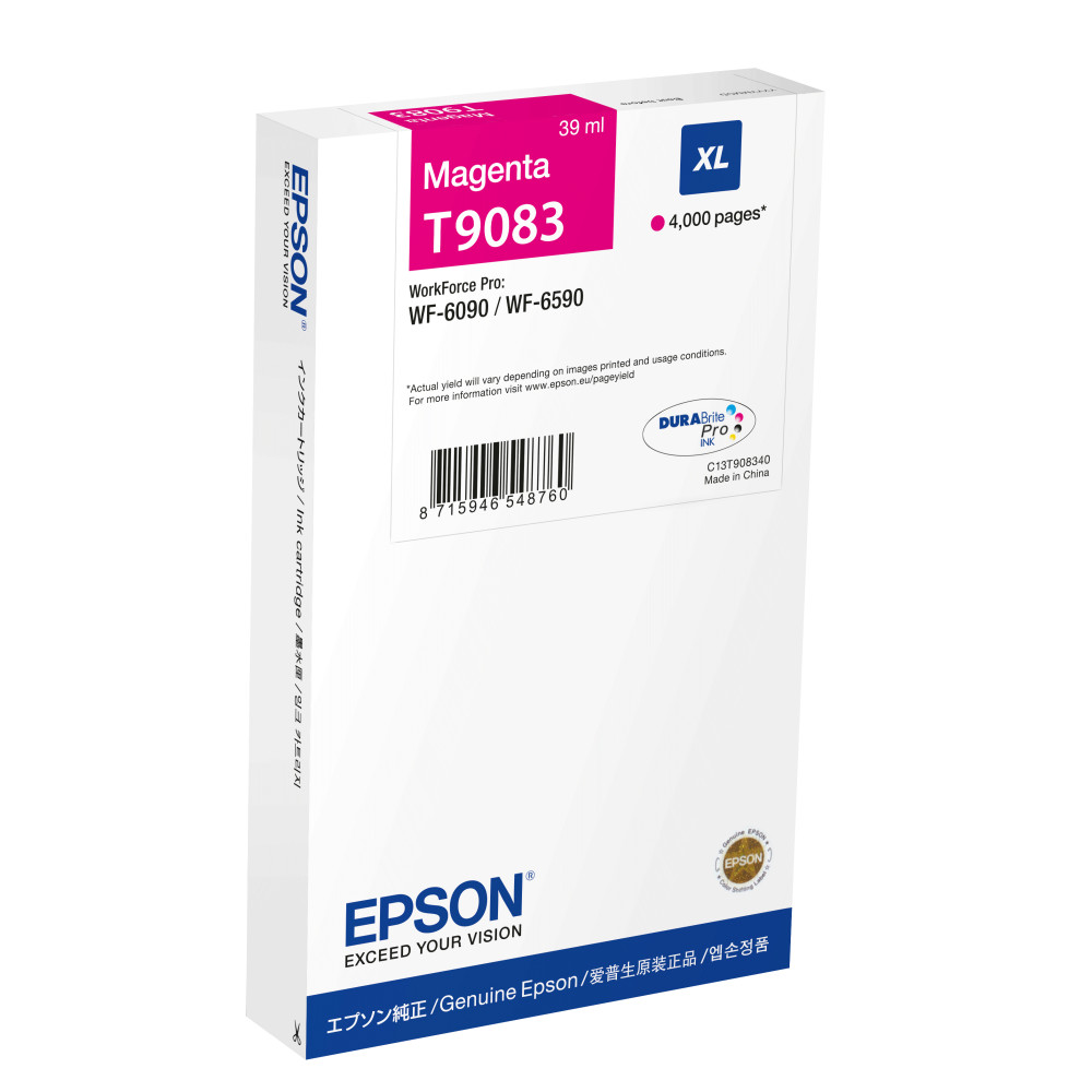ORIGINAL Epson Cartuccia d'inchiostro magenta C13T90834N T9083 XL ~4000 Seiten 39ml