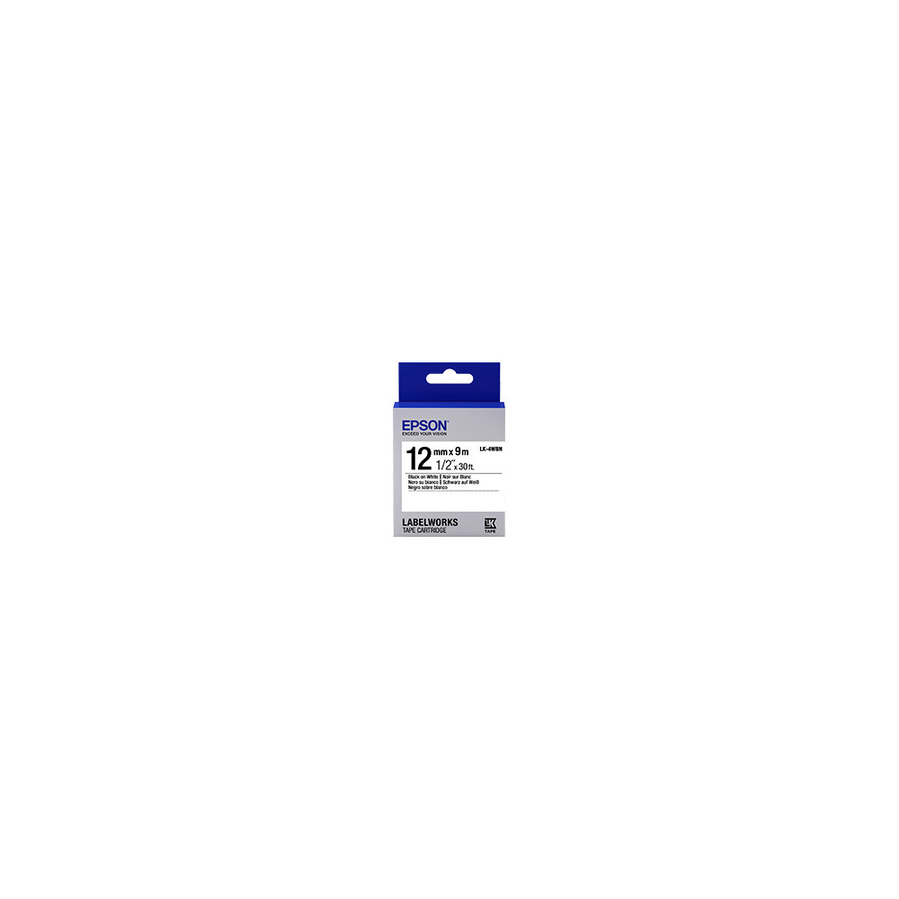 ORIGINAL Epson Nastro Nero su bianco LK-4WBN C53S654021 12 mm x 9 m