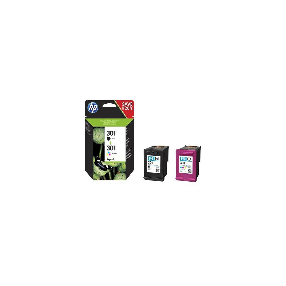 ORIGINAL HP Multipack nero / differenti colori N9J72AE 301 ~320 Seiten 2x inchiostro HP 301: 1x CH561EE + 1x CH562EE