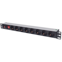 Intellinet 713986 unità di distribuzione dell'energia (PDU) 8 presa(e) AC 1U Alluminio, Nero