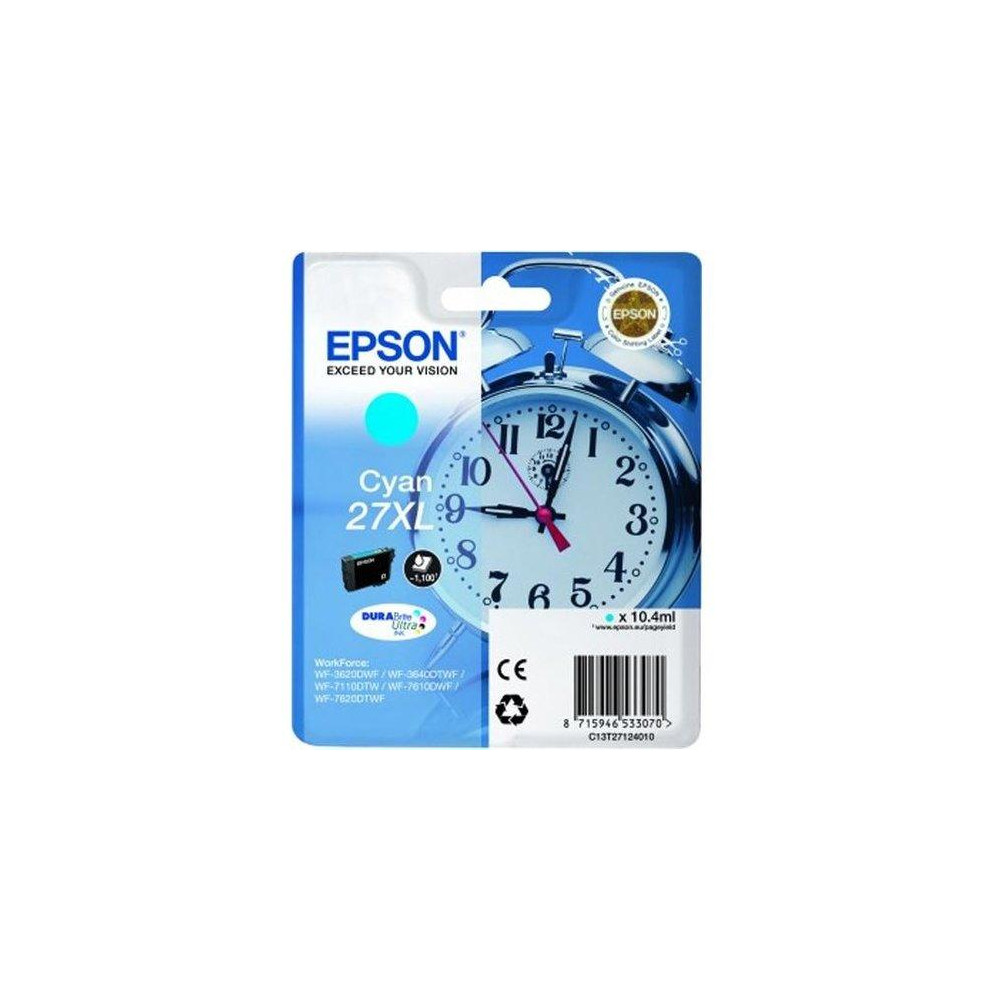 ORIGINAL Epson Cartuccia d'inchiostro ciano C13T27124012 27 XL ~1100 Seiten 10,4ml XL