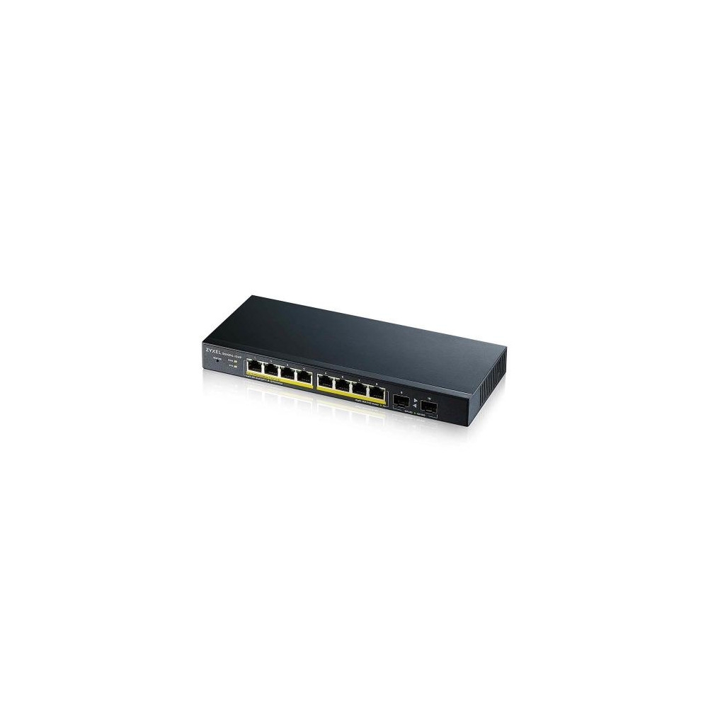 SWITCH ZYXEL GS1900-10HP V2 8P GIGABIT POE (EROGAZIONE POE FINO A 70W) +2P SFP SUPP IPV6, VLAN DESIGN SENZA VENTOLE,WEB MANAGED