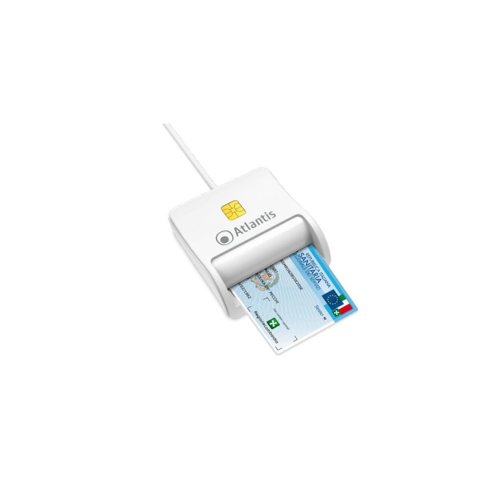 LETTORE ATLANTIS P005-SMARTCR-U SMART CARD reader per CNS/CRS/TS firma digitale fascicolo sanit. siti gov. USB cavo 120cm bianco